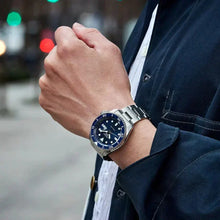 Load image into Gallery viewer, Seiko 5 Sports Automatic Day Date Black Dial Silver Steel Strap Watch for Men - SRPD55K1