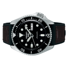 Load image into Gallery viewer, Seiko 5 Sports SKX Automatic Black Dial Black Leather Strap Watch for Men - SRPD55K2