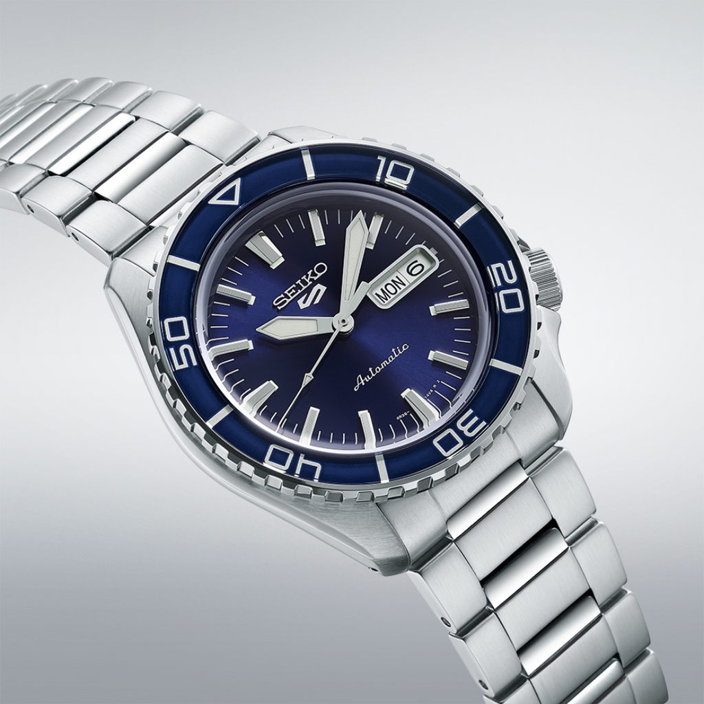 Seiko 5 Sports Automatic Blue Dial Silver Steel Strap Watch for Men - SRPK97K1