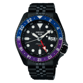 Seiko Automatic SKX GMT Yuto Horigome Limited Edition Black Dial Black Steel Strap Watch For Men - SSK027K1