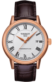 Tissot T Classic Carson Powermatic 80 White Dial Brown Leather Strap Watch for Men - T085.407.36.013.00