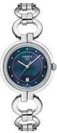 Tissot T Lady Flamingo Mother of Pearl Blue Dial Silver Steel Strap Watch for Women - T094.210.11.126.00