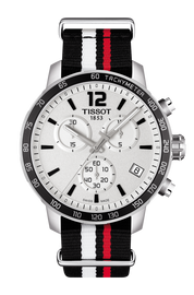 Tissot Quickster Chronograph NBA Toronto Raptors White Dial Two Tone NATO Strap Watch for Men - T095.417.17.037.16