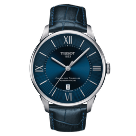 Tissot Chemin Des Tourelles Powermatic 80 Blue Dial Blue Leather Strap Watch for Men - T099.407.16.048.00