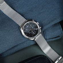 Load image into Gallery viewer, Tissot PR 100 Chronograph Black Dial Silver Mesh Bracelet Watch For Men - T101.417.11.051.01