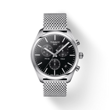 Load image into Gallery viewer, Tissot PR 100 Chronograph Black Dial Silver Mesh Bracelet Watch For Men - T101.417.11.051.01