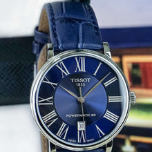 Load image into Gallery viewer, Tissot Carson Premium Powermatic 80 Blue Dial Blue Leather Strap Watch For Men - T122.407.16.043.00