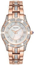 Load image into Gallery viewer, Bulova Crystal Mother of Pearl Dial Rose Gold Steel Strap Watch for Women - 98L197