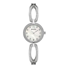 Load image into Gallery viewer, Bulova Crystal Collection Mother of Pearl Dial Silver Steel Strap Watch for Women - 96L223