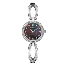 Load image into Gallery viewer, Bulova Crystal Black Mother of Pearl Dial Silver Steel Strap Watch for Women - 96L224
