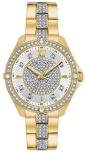 Load image into Gallery viewer, Bulova Crystal Collection Silver Crystal Dial Gold Steel Strap Watch for Women - 98L228
