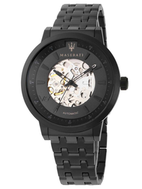 Maserati Granturismo Sport GT Skeleton Black Dial Black Steel Strap Watch For Men - R8823134003