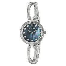 Load image into Gallery viewer, Bulova Crystal Black Mother of Pearl Dial Silver Steel Strap Watch for Women - 96L224