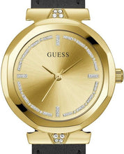 Load image into Gallery viewer, Guess Rumour Quartz Gold Dial Black Leather Strap Watch For Women - GW0689L2
