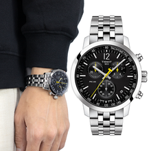Load image into Gallery viewer, Tissot PRC 200 Chronograph Black Dial Silver Steel Strap Watch For Men - T114.417.11.057.00