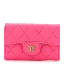 Load image into Gallery viewer, Caviar Quilted Flap Card Holder Wallet Pink