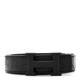 Matte Porosus Crocodile Monochrome 24mm Mini Constance H Belt 105 42 Black