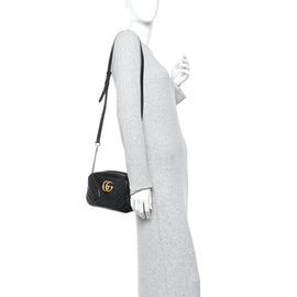 Calfskin Matelasse Small GG Marmont Chain Shoulder Bag Black