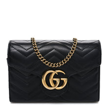 Load image into Gallery viewer, Calfskin Matelasse GG Marmont Chain Wallet Black