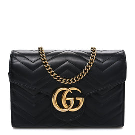 Calfskin Matelasse GG Marmont Chain Wallet Black