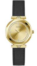 Load image into Gallery viewer, Guess Rumour Quartz Gold Dial Black Leather Strap Watch For Women - GW0689L2