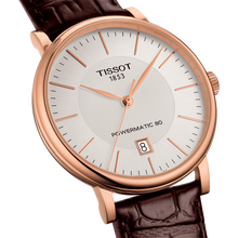 Load image into Gallery viewer, Tissot Carson Premium Powermatic 80 White Dial Brown Leather Strap Watch For Men - T122.407.36.031.00