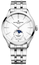 Baume & Mercier Clifton Baumatic Automatic Stainless Steel White Dial Moonphase Date Mens Watch M0A10552