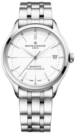 Baume & Mercier Clifton Baumatic COSC Automatic Stainless Steel White Dial Date Mens Watch M0A10505