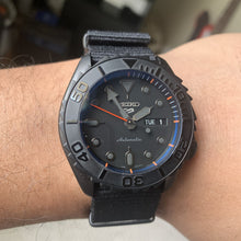 Load image into Gallery viewer, Seiko 5 Sports Automatic Black Dial Black NATO Strap Watch For Men - SRPD79K1