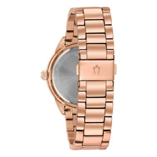 Load image into Gallery viewer, Bulova Crystal Silver Dial Rose Gold Steel Strap Watch for Women - 97N101