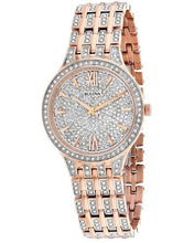 Load image into Gallery viewer, Bulova Crystal Collection Silver Crystals Dial Two Tone Steel Strap Watch for Women - 98L235