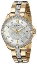 Load image into Gallery viewer, Bulova Crystal Collection Silver Crystal Dial Gold Steel Strap Watch for Women - 98L228