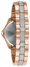 Load image into Gallery viewer, Bulova Crystal Collection Silver Dial Rose Gold Steel Strap Watch for Women - 98L229