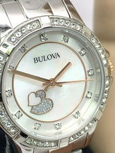 Load image into Gallery viewer, Bulova Crystal Collection Mother of Pearl Dial Silver Steel Strap Watch for Women - 98L232