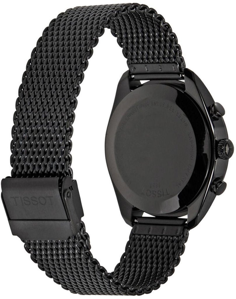 Tissot T Classic PR 100 Chronograph Black Dial Black Mesh Bracelet Watch For Men - T101.417.33.051.00