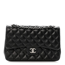 Lambskin Quilted Jumbo Double Flap Black