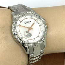 Load image into Gallery viewer, Bulova Crystal Collection Mother of Pearl Dial Silver Steel Strap Watch for Women - 98L232