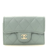 Caviar Quilted Classic 4 Key Holder Wallet Grey