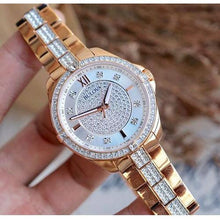 Load image into Gallery viewer, Bulova Crystal Collection Silver Dial Rose Gold Steel Strap Watch for Women - 98L229