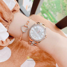 Load image into Gallery viewer, Bulova Crystal Collection Silver Dial Rose Gold Steel Strap Watch for Women - 98L229