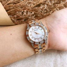 Load image into Gallery viewer, Bulova Crystal Mother of Pearl Dial Rose Gold Steel Strap Watch for Women - 98L197