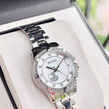 Load image into Gallery viewer, Bulova Crystal Silver Dial Silver Steel Strap Watch for Women - 96L226