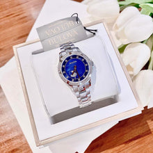 Load image into Gallery viewer, Bulova Crystal Collection Blue Mother of Pearl Dial Silver Steel Strap Watch for Women - 96L238