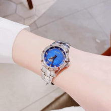 Load image into Gallery viewer, Bulova Crystal Collection Blue Mother of Pearl Dial Silver Steel Strap Watch for Women - 96L238