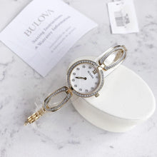 Load image into Gallery viewer, Bulova Crystal Collection Mother of Pearl Dial Gold Steel Strap Watch for Women - 98L225