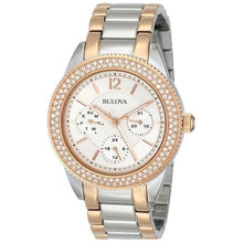 Load image into Gallery viewer, Bulova Crystal Collection Silver Dial Two Tone Steel Strap Watch for Women - 98N100