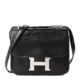 Shiny Alligator Constance 18 Black