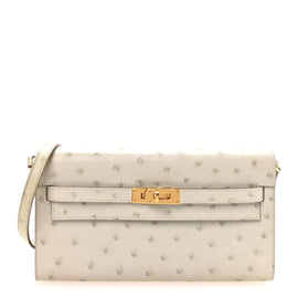 Ostrich Kelly Wallet To Go Gris Perle