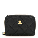 Caviar Quilted Zip Coin Purse Black
