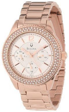Load image into Gallery viewer, Bulova Crystal Silver Dial Rose Gold Steel Strap Watch for Women - 97N101